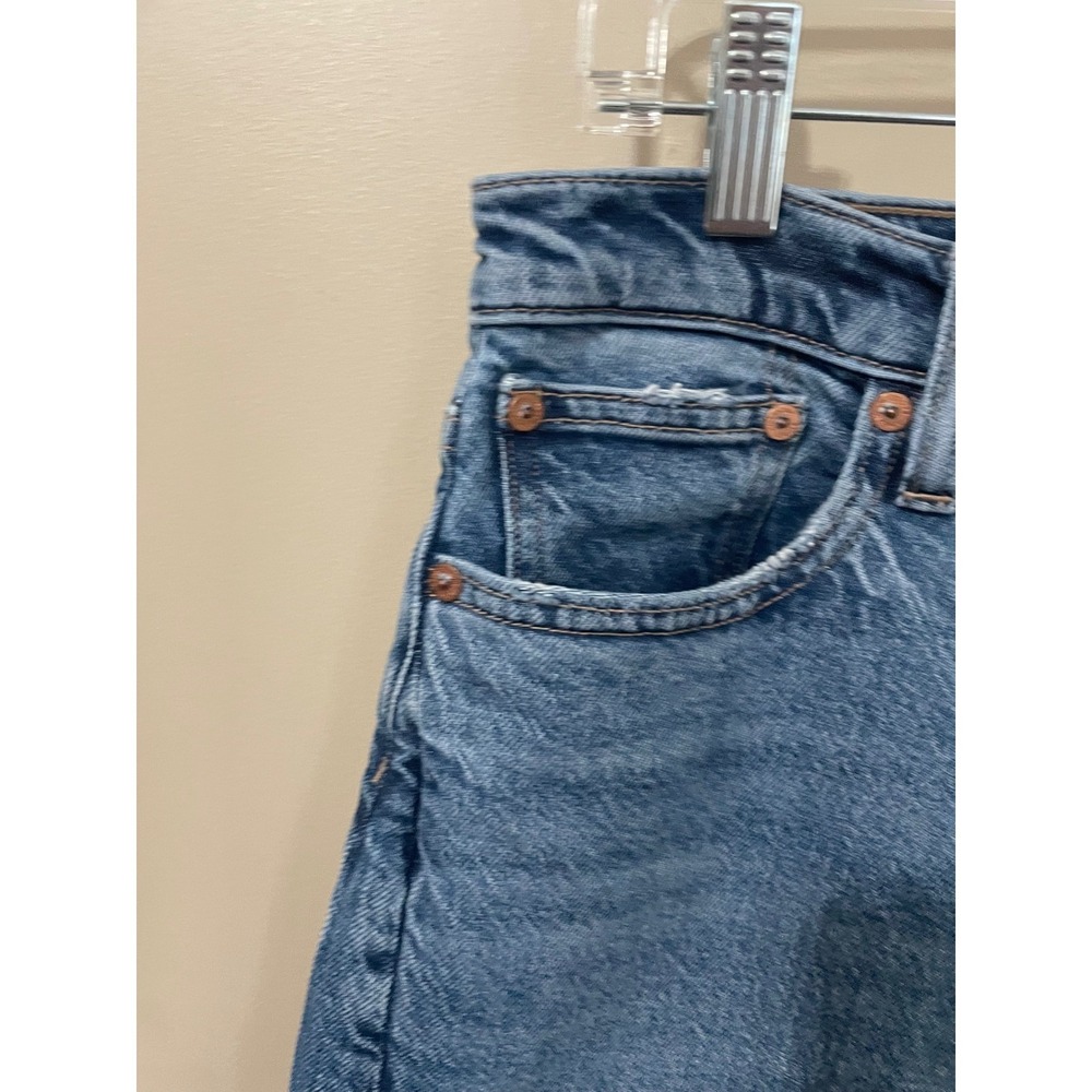 American Eagle Barrel Jeans Womens 2 Regular Medium Wash Blue Stretch High Rise - Picture 8 of 8
